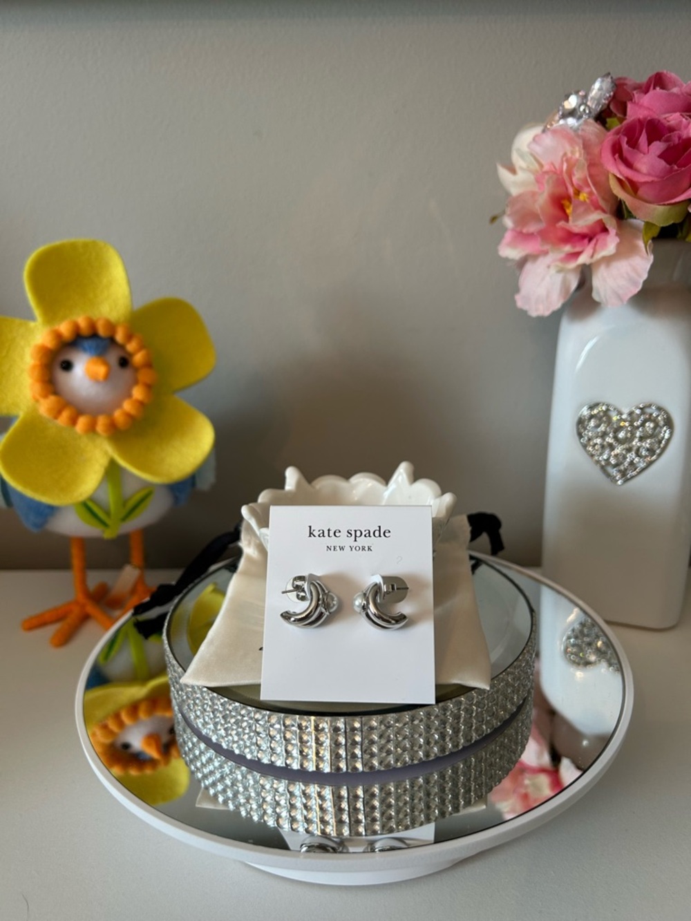 NWT! kate spade Silver-Tone & Faux Pearl Double Hoop Earrings